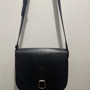 Louis Vuitton Black Crossbody Bag with Gold Accent